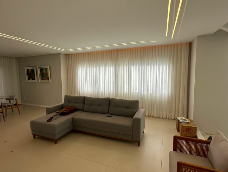 Cortina para sala linho prega wave com forro