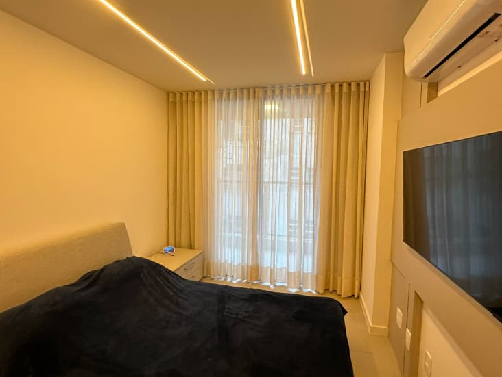 Cortina para quarto linho prega wave com blackout