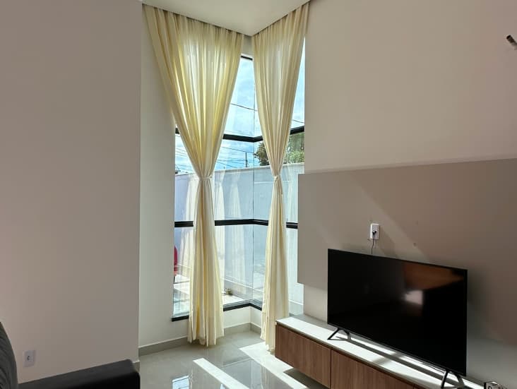 Cortina para sala linho prega franzidor