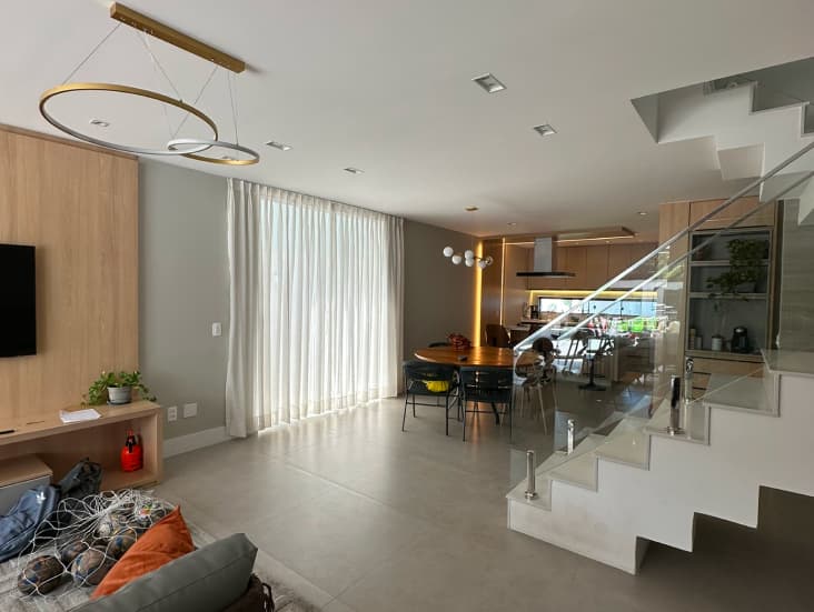 Cortina para cozinha voil prega americana