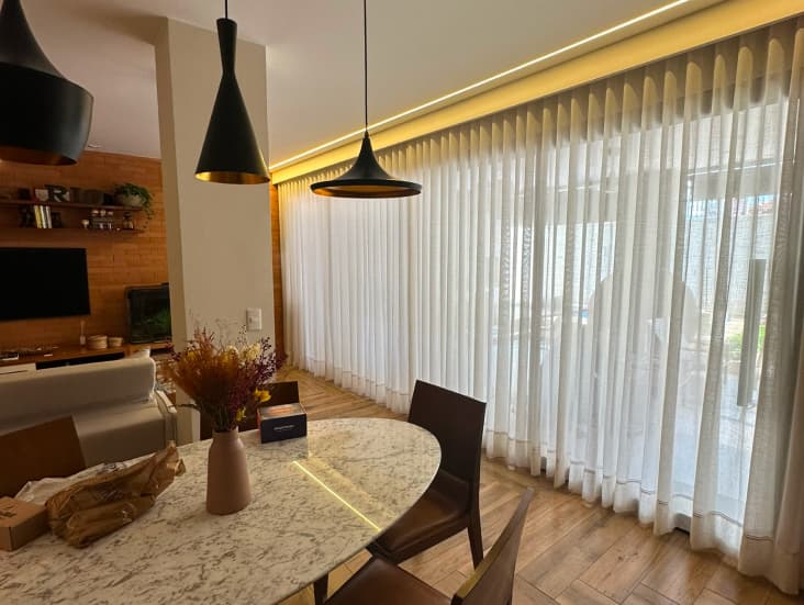 Cortina para sala linho prega wave